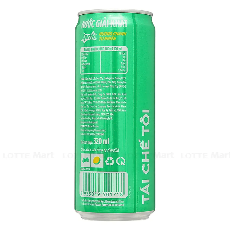 Thùng 24 Lon Nước Giải Khát Có Gas Sprite 320ml/Lon