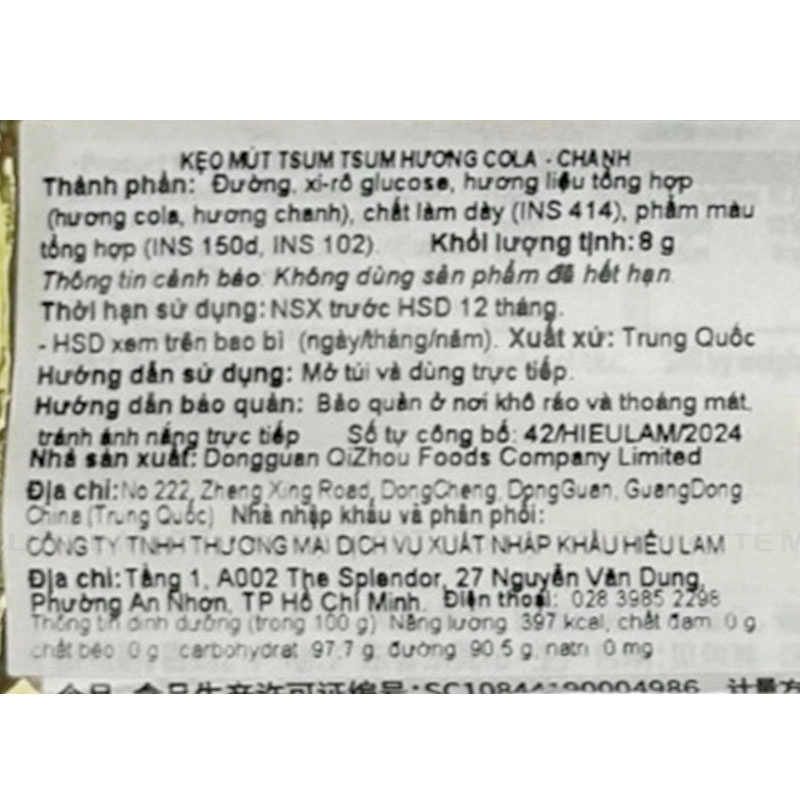 KEO MUT TSUM TSUM HUONG COLA CHANH 8G 4