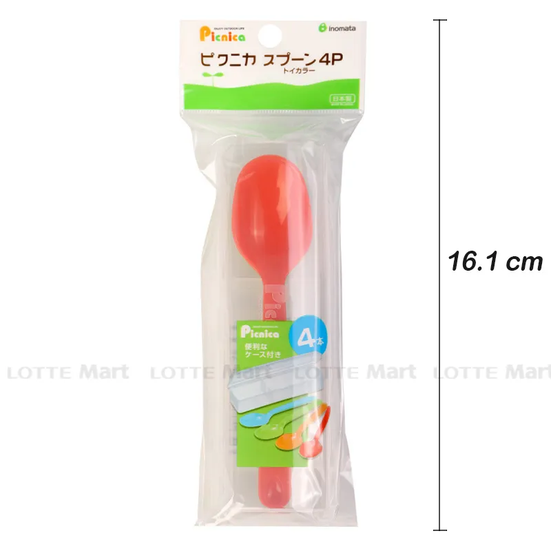 Inomata 1347 16.1 × 4.7 x 3.5CM 아기 플라스틱 숟가락 4개입 2