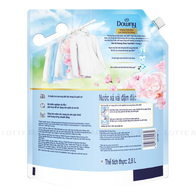 Downy 티 없이 맑은 향 섬유유연제 2.8l 3