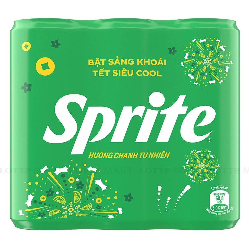 Lốc 6 Lon Nước Ngọt Có Gas Sprite 320ml/Lon