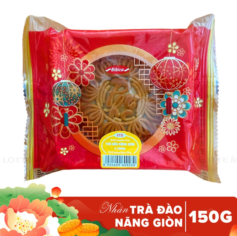 Bibica 달콤한 복숭아 차 연근 크리스피 노른자 없는 월병 150G 2