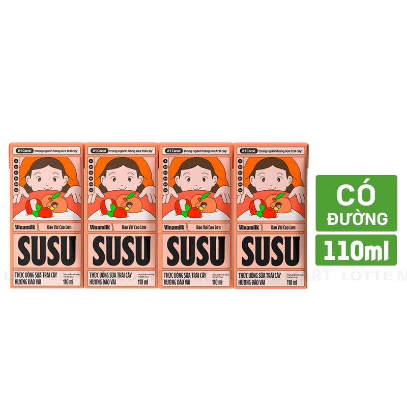Vinamilk SuSu 복숭아·리치맛 과일음료 110ml x 4개입 2