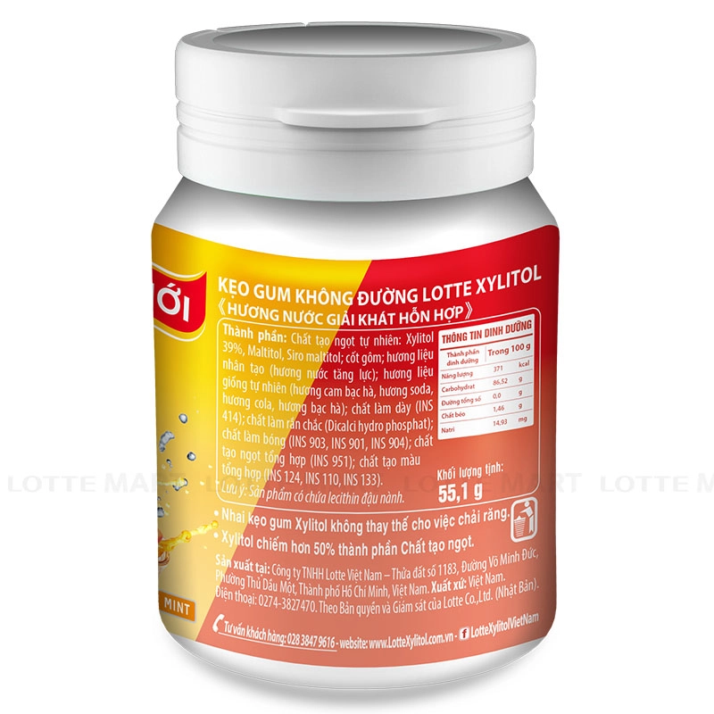 Lotte Xylitol 무설탕 음료맛 껌 55.1G 5