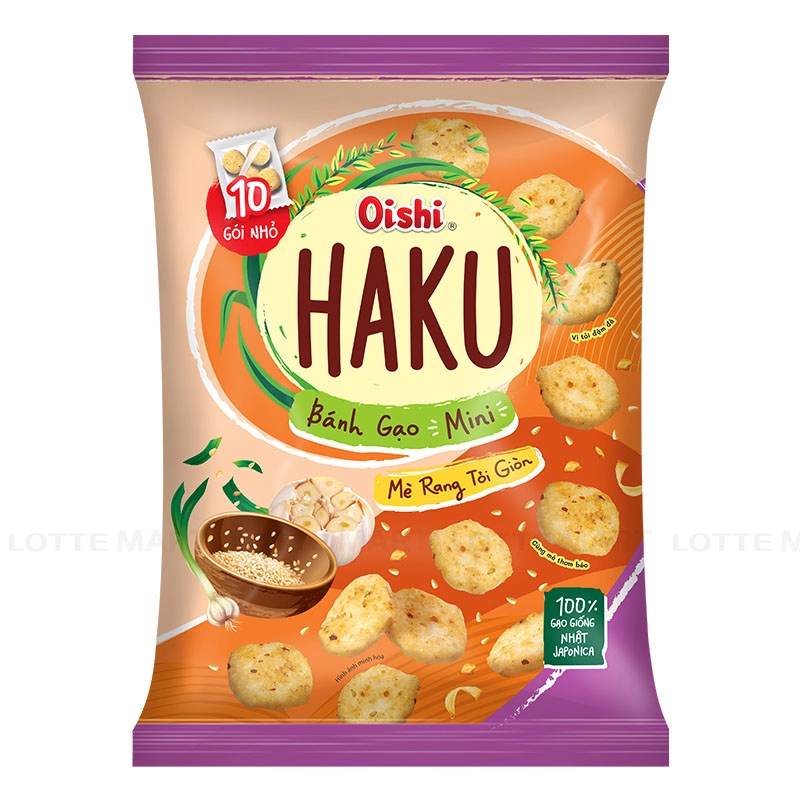 Oishi Haku 미니 쌀과자 구운 참깨 바삭한 마늘맛 150G 2