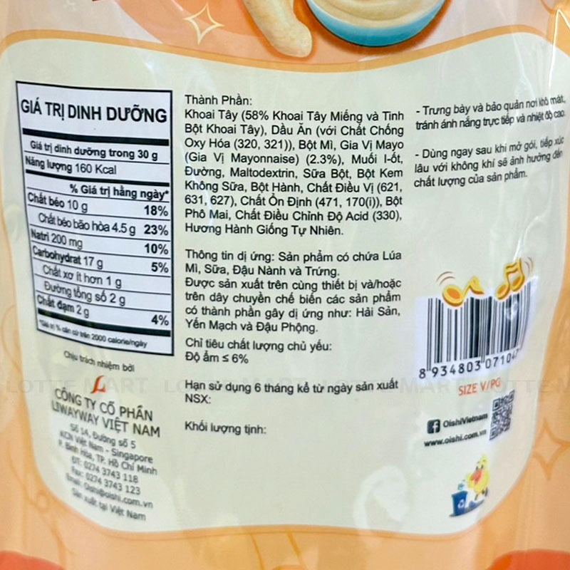 SNACK OISHI KHOAI TAY MAYO 50G 4