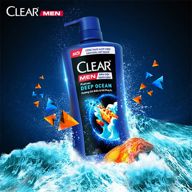 Dầu Gội Clear Men Sạch Gàu Hương Gió Biển & Hổ Phách Chai 600g