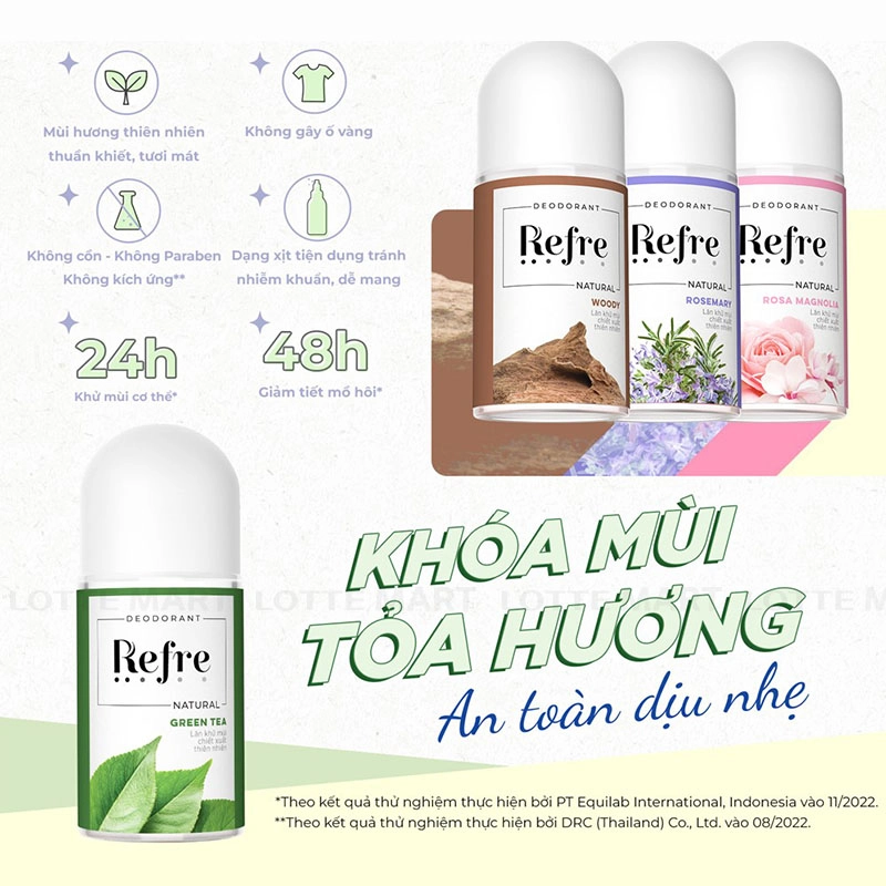 Refre 천연 우드 향 데오드란트 롤온 40ml 3