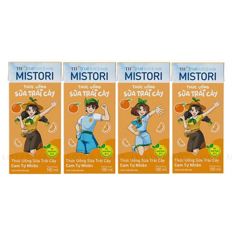 TH True Juice Mistori 과일 우유 음료 오렌지맛 180ml x 4개입 2