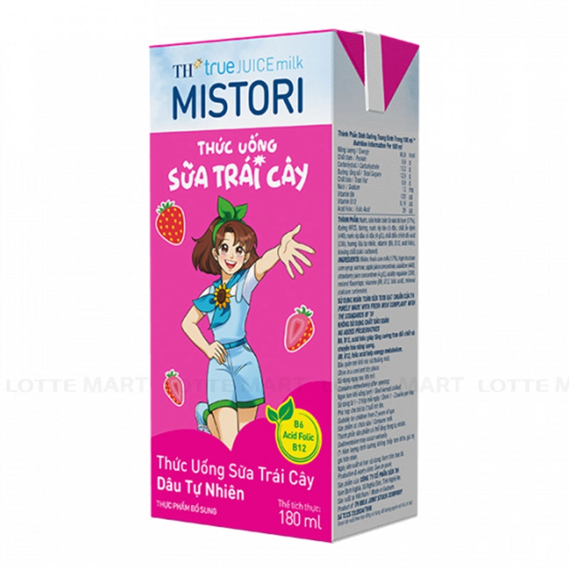 TH True Juice Mistori 과일 우유 음료 딸기맛 180ml x 4개입 3