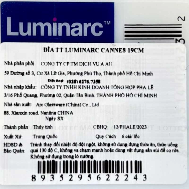 DIA TT LUMINARC CANNES 19CM 4