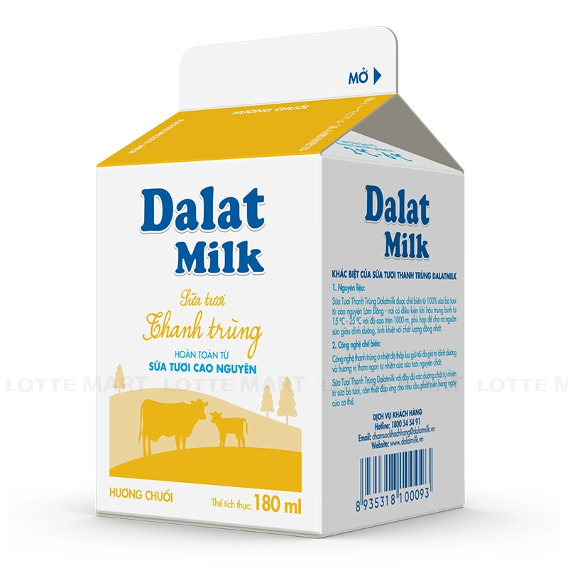 Dalat Milk 바나나향 저온살균 우유 180ml 5