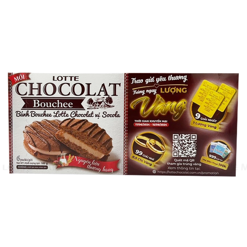 Bánh Lotte Chocolat Bouchee Vị Socola 6 Cái Hộp 162g