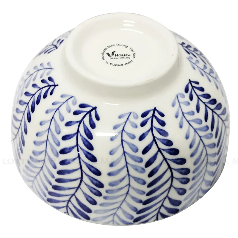 Cuong Phat 청록색 나뭇잎 무늬 밥그릇 11.5cm 4