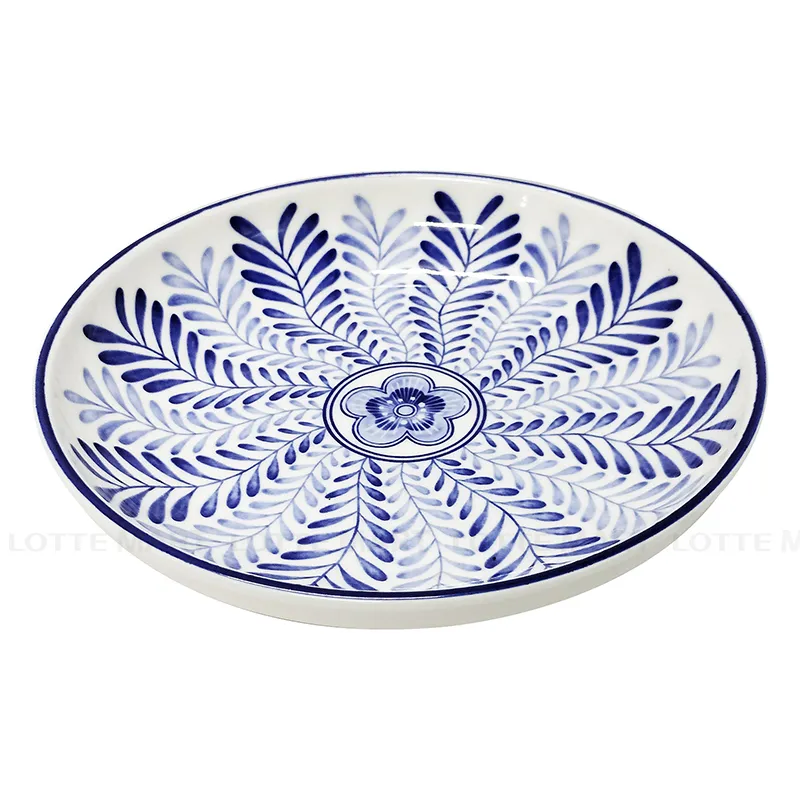 Cuong Phat 청록색 잎꽃무늬 접시 18cm 2