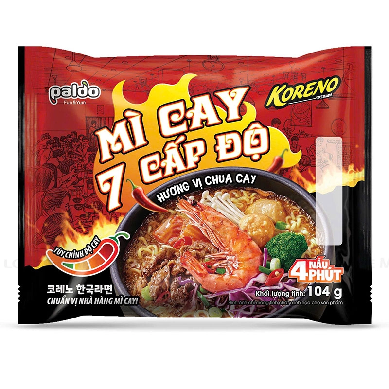 Koreno 프리미엄 매운맛 7단계 새콤매콤 라면 104G 2