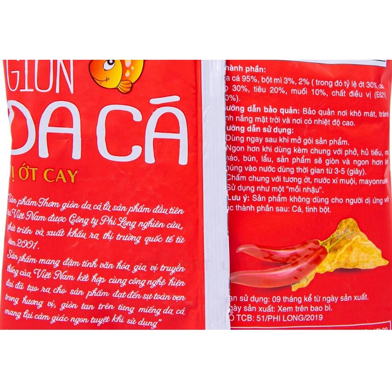 Snack Da Cá Phi Long Vị Ớt Cay Gói 50G 4