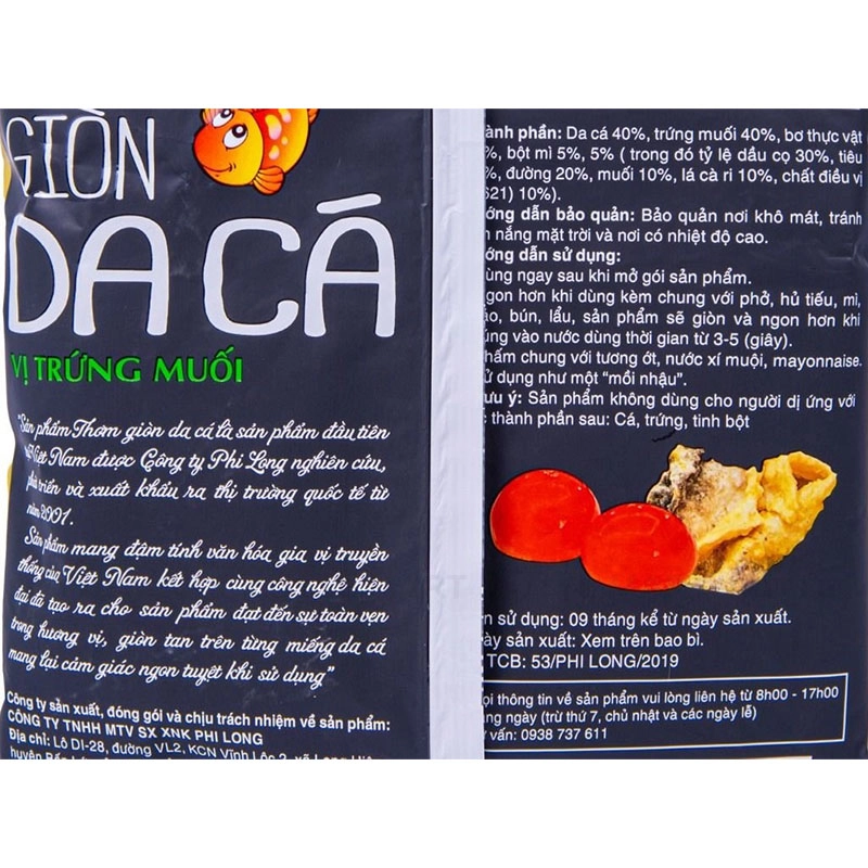 Phi Long Salted Egg Flavor Fish Skin Snack 50G