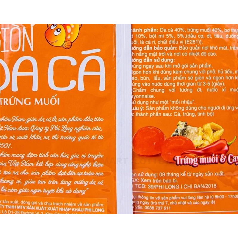 Snack Da Cá Phi Long Vị Trứng Muối Cay Gói 50G 4