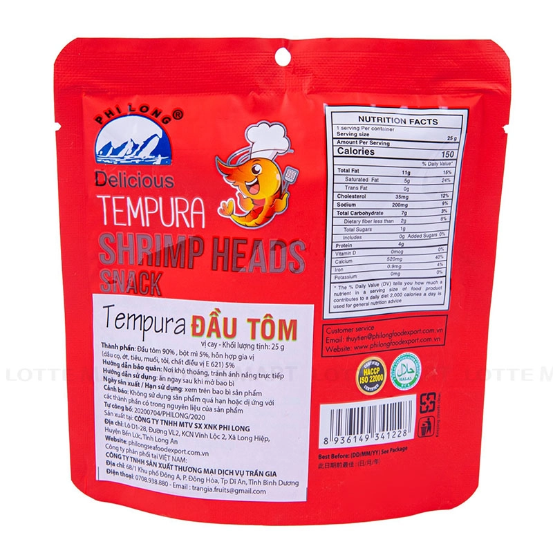 Snack Tempura Đầu Tôm Phi Long Vị Cay Gói 25G 4