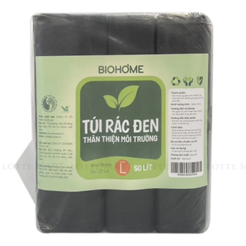 Biohome 검정 쓰레기봉투 L사이즈 64 x 78cm 1kg (3롤) 2