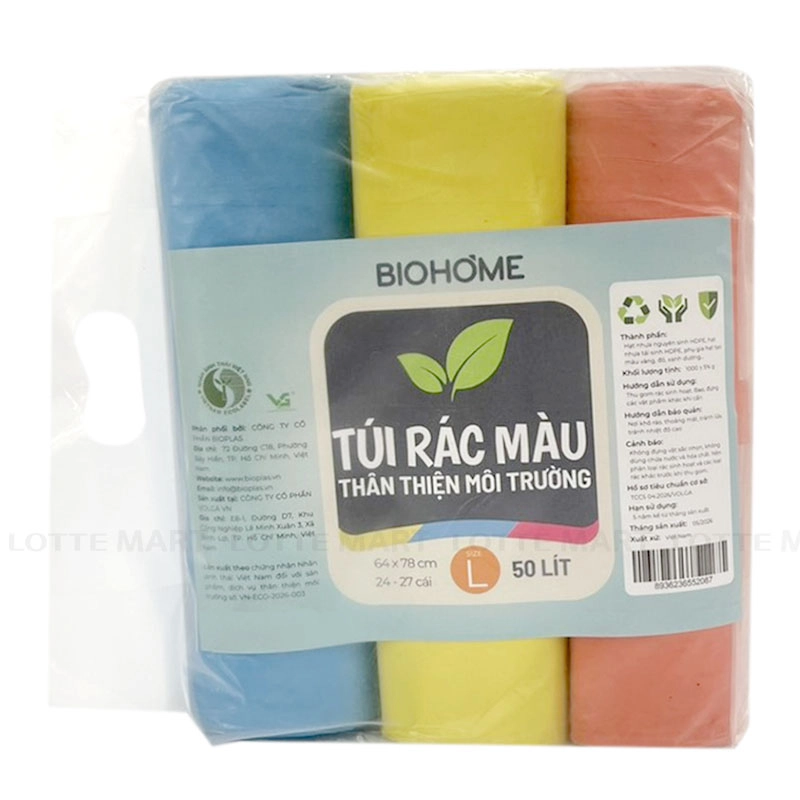 Biohome 컬러 쓰레기봉투 L사이즈 64 x 78cm 1kg (3롤) 2