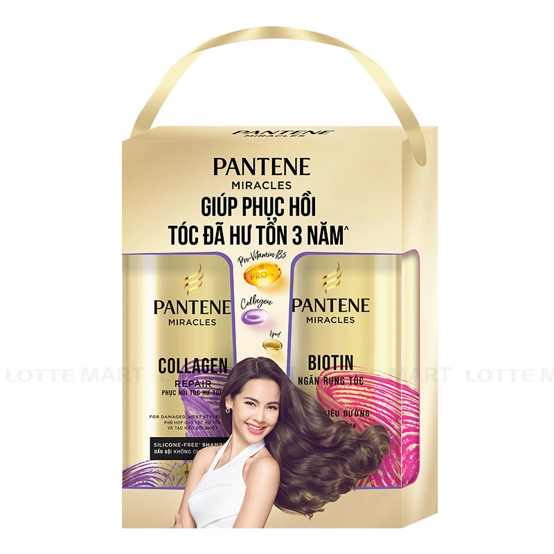 Combo Gội Xả Pantene Collagen Phục Hồi, Biotin 3 Phút Diệu Kỳ 500ml + 480ml 2