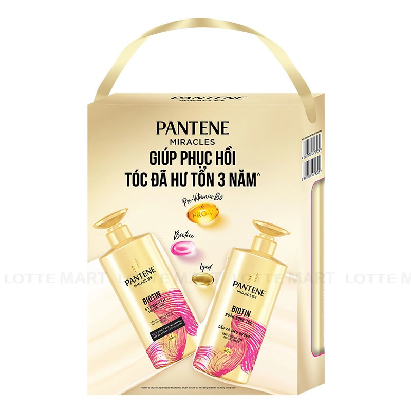 Combo Gội Xả Pantene Biotin Chắc Khỏe, Biotin 3 Phút Diệu Kỳ 500ml + 480ml 3