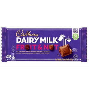 Cadbury 데어리 밀크 과일 및 견과류 초콜릿 160G