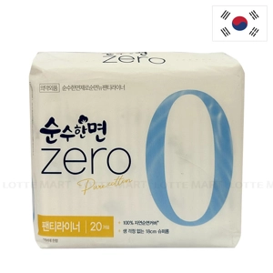 깨끗한나라 제로 순수한면 팬티라이너 슈퍼롱 생리대 18cm 20개입