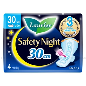 Laurier 세이프 나이트 날개형 나이트 생리대 30cm 4매 1