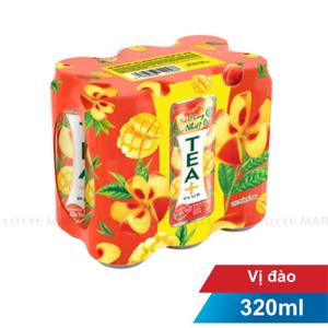Lốc 6 Lon Trà Ô Long Đào Nhiệt Đới Tea+ Plus 320ml