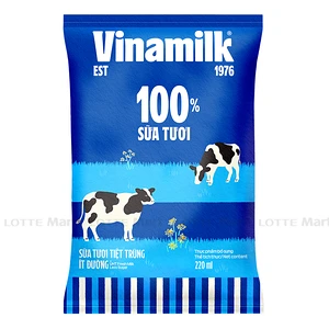 비나밀크 100% 멸균우유 저가당 봉지 220ML