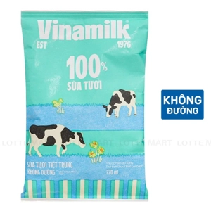 Vinamilk 100% 무가당 멸균 생우유 220ml