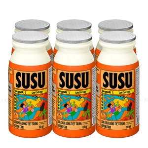 Lốc 6 Chai Sữa Chua Uống Tiệt Trùng Vinamilk Susu Hương Cam 80ml