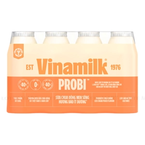 Lốc 4 Chai Sữa Chua Uống Probi Ít Đường Hương Đào 130ml