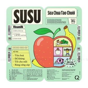 Lốc 4 Hũ Sữa Chua Vinamilk Susu Vị Táo Chuối 60g