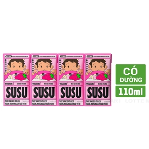 Vinamilk SuSu 마시멜로 딸기맛 과일음료 110ml x 4개입