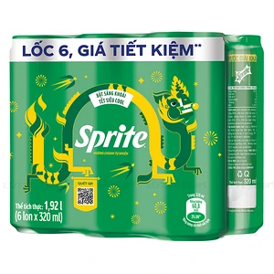 Lốc 6 Lon Nước Ngọt Có Gas Sprite 320ml/Lon