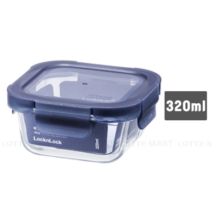 Hộp Thủy Tinh Chịu Nhiệt LocknLock Hình Vuông Màu Xanh Navy LNG246 320ml