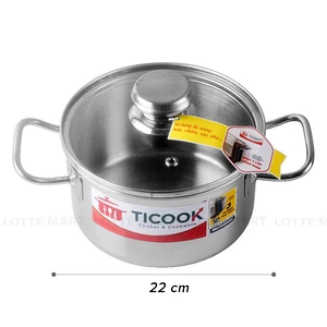 NOI INOX 304 3LOP NAP KINH DT TICOOK 22CM