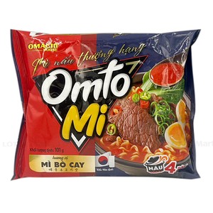 Mì Omtomi Nấu 4 Phút Bò Cay Gói 101G